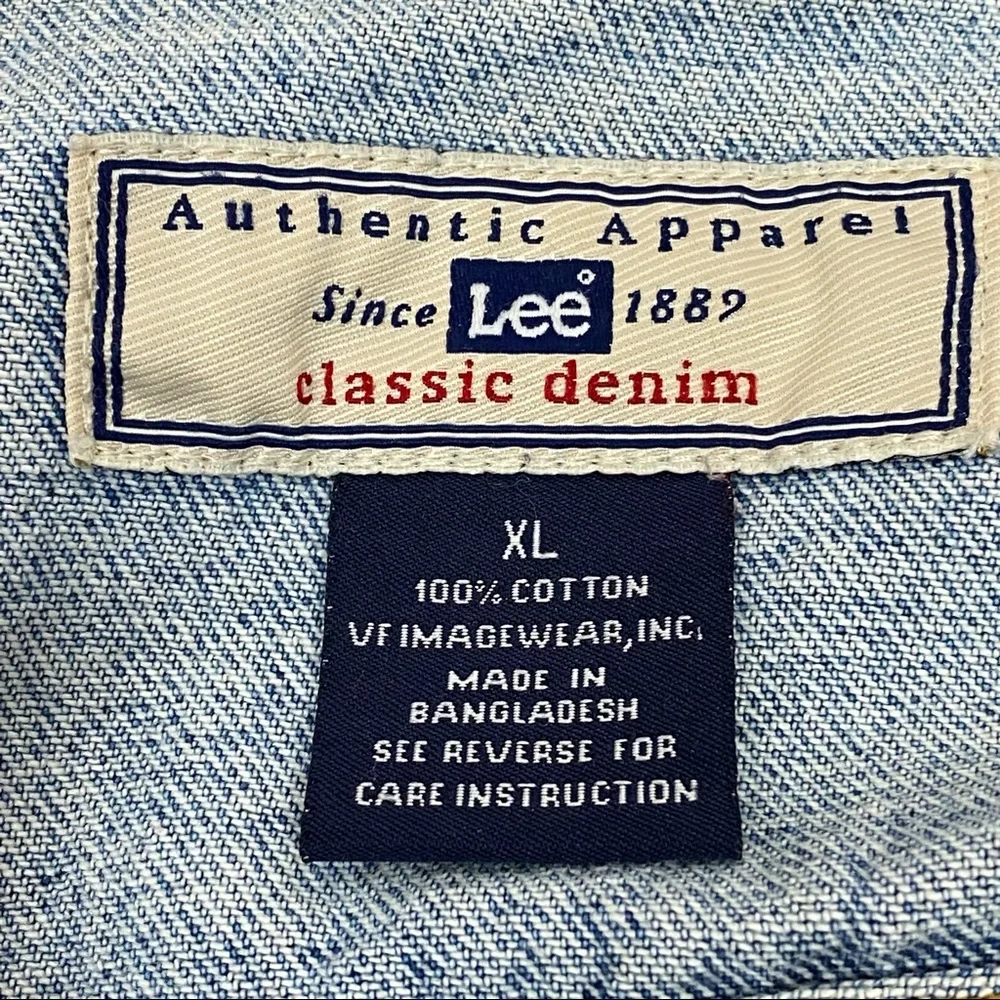 Lee Jean Jacket Vintage Authentic Apparel XL Mens BLESSING OF THE BIKES XL - Picture 7 of 7